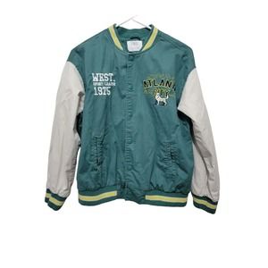 Zara PATCH VARSITY Green Unisex JACKET Size 11-12